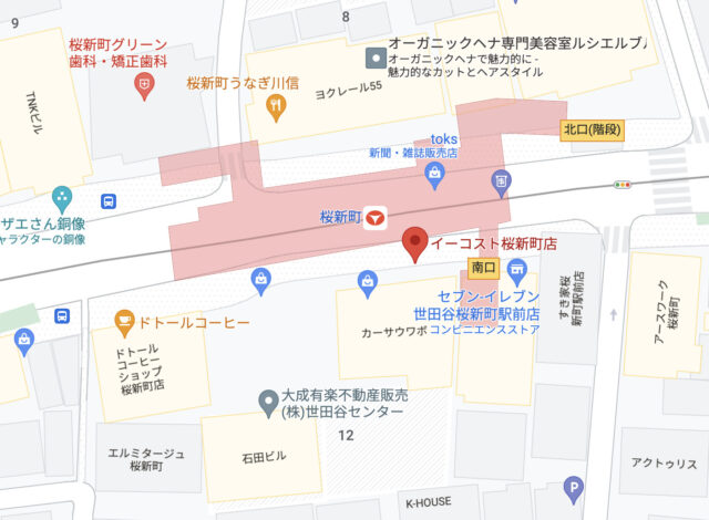 イーコスト桜新町店の地図